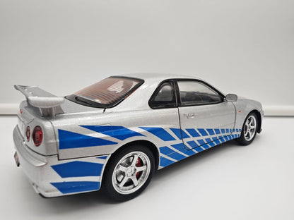 Nissan Skyline GT-R R34 2002 Brian O'Conner Rapido y Furioso - Escala 1/24 - c/Luz y Sonido - (sin caja)
