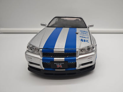 Nissan Skyline GT-R R34 2002 Brian O'Conner Rapido y Furioso - Escala 1/24 - c/Luz y Sonido - (sin caja)